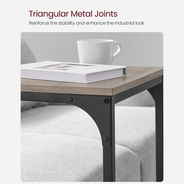 C-Shaped Side Table, End Table for Sofa, Couch Table with Metal Frame
