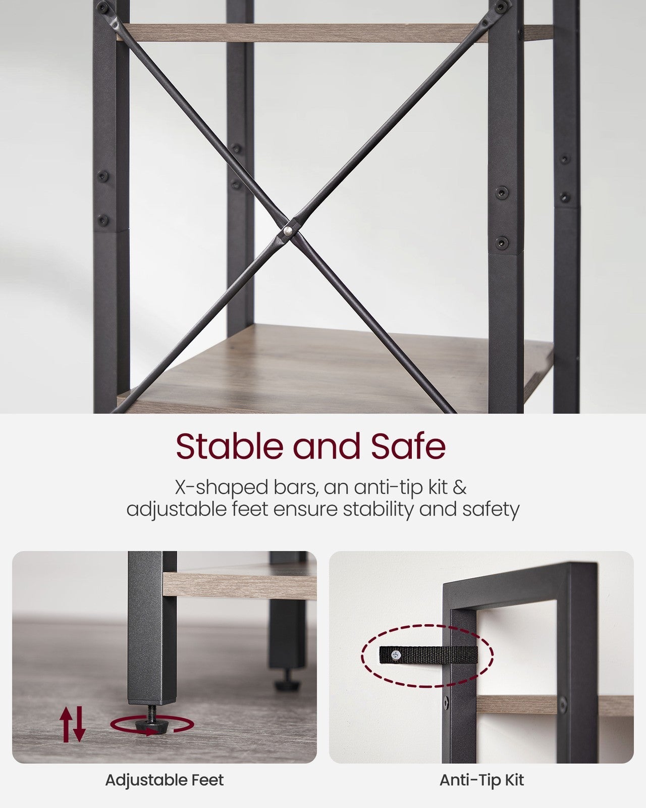6-Tier TNarrow Bookcase with Steel Frame