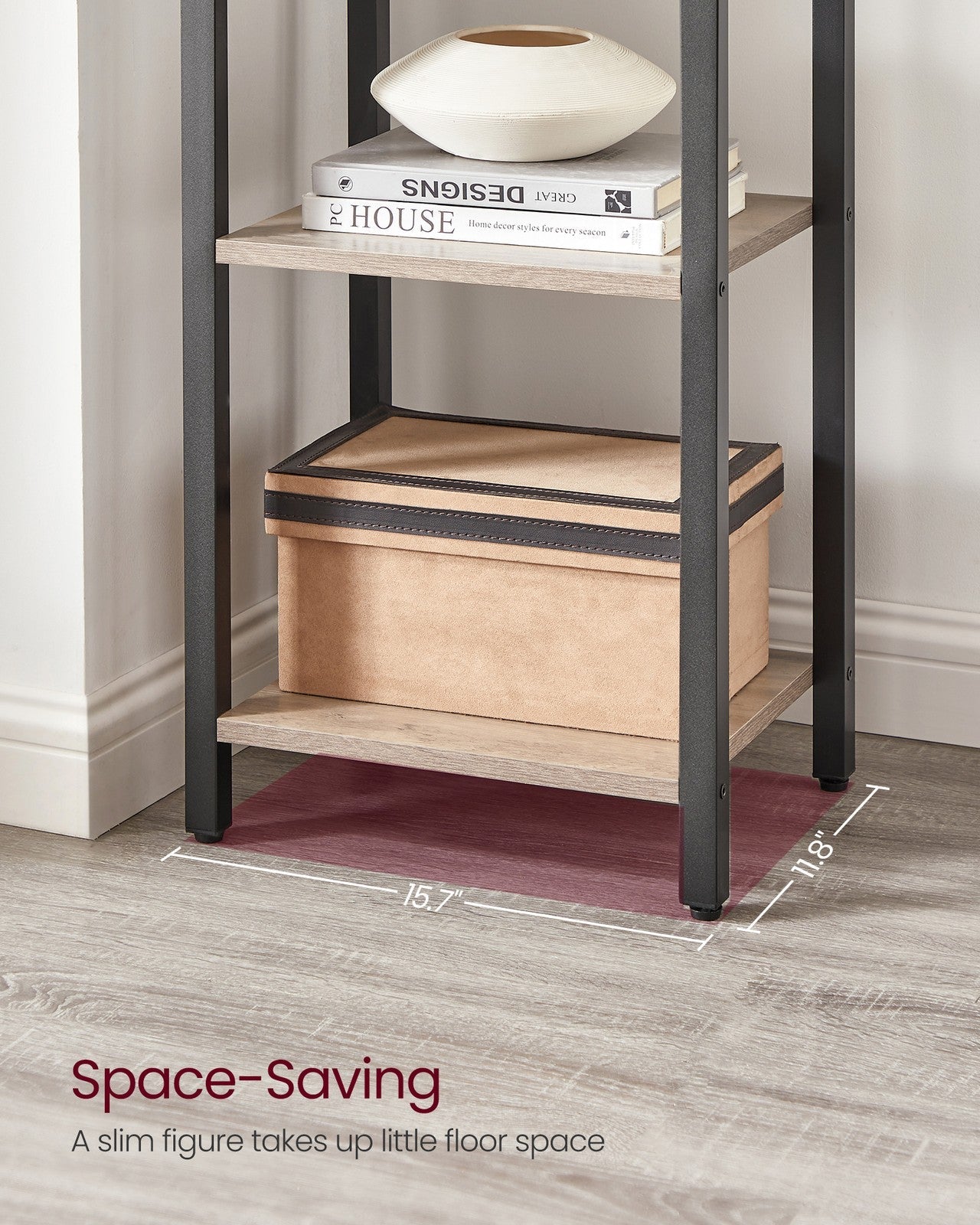 6-Tier TNarrow Bookcase with Steel Frame