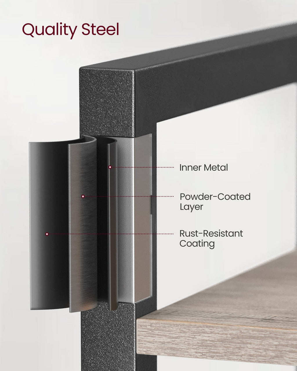 6-Tier TNarrow Bookcase with Steel Frame