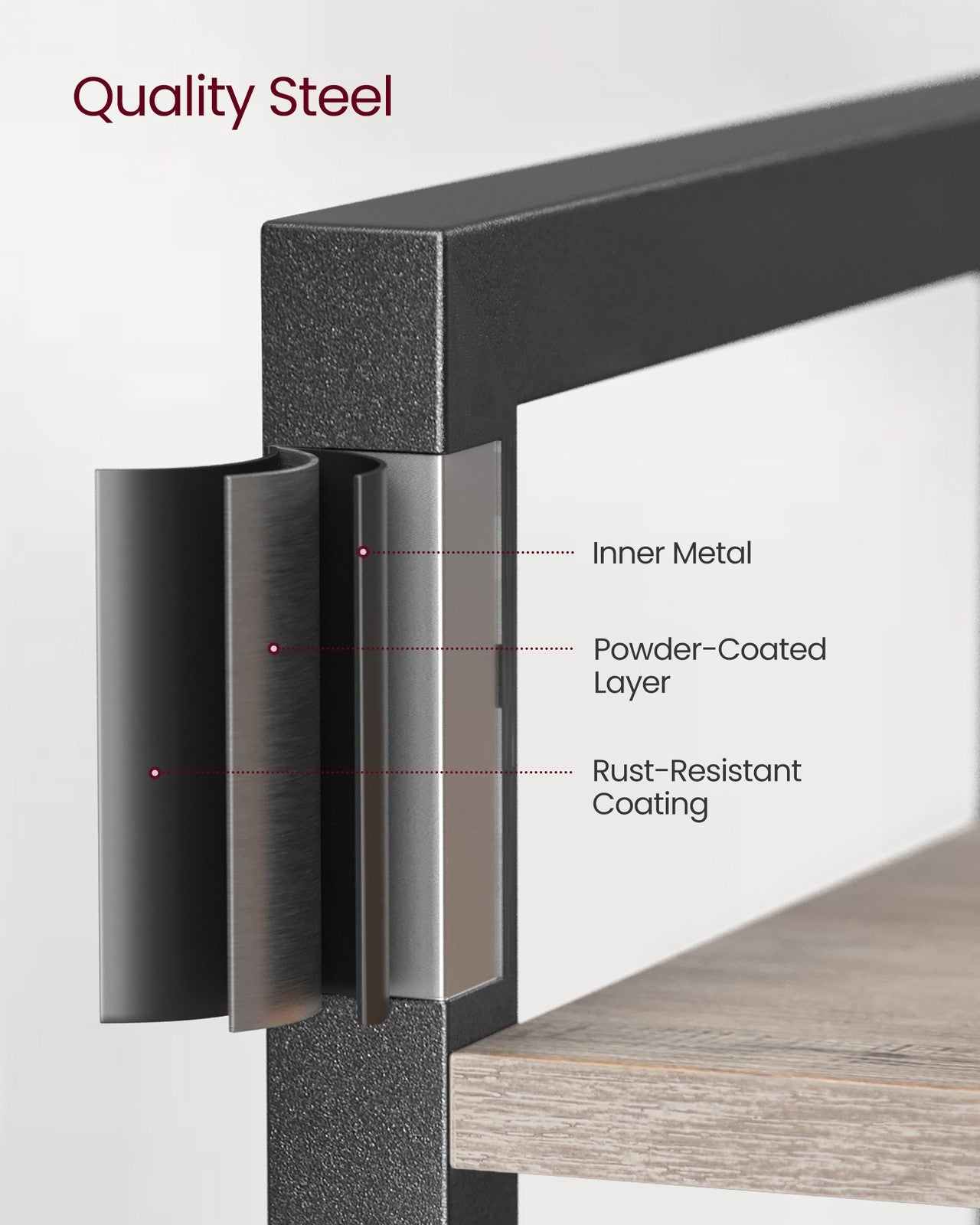 6-Tier TNarrow Bookcase with Steel Frame