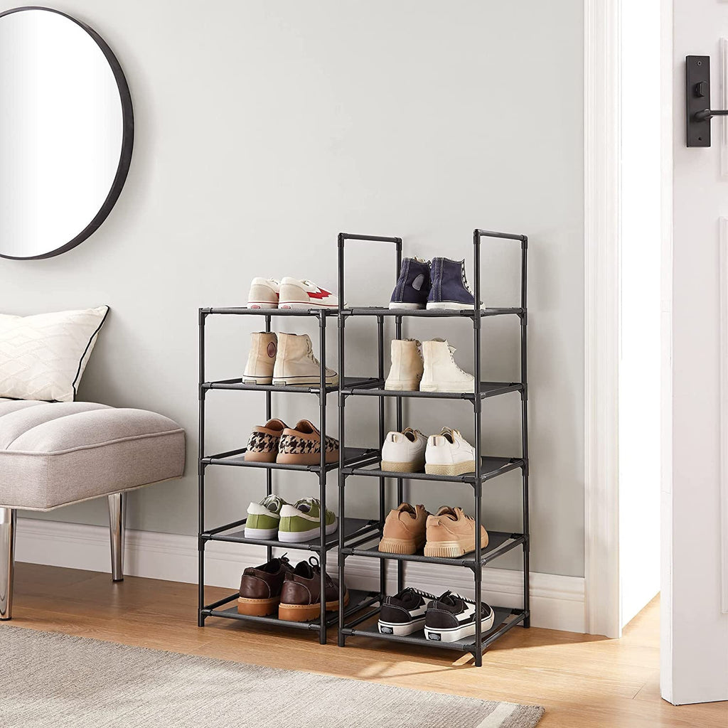 10-Tier Shoe Shelf with Metal Frame