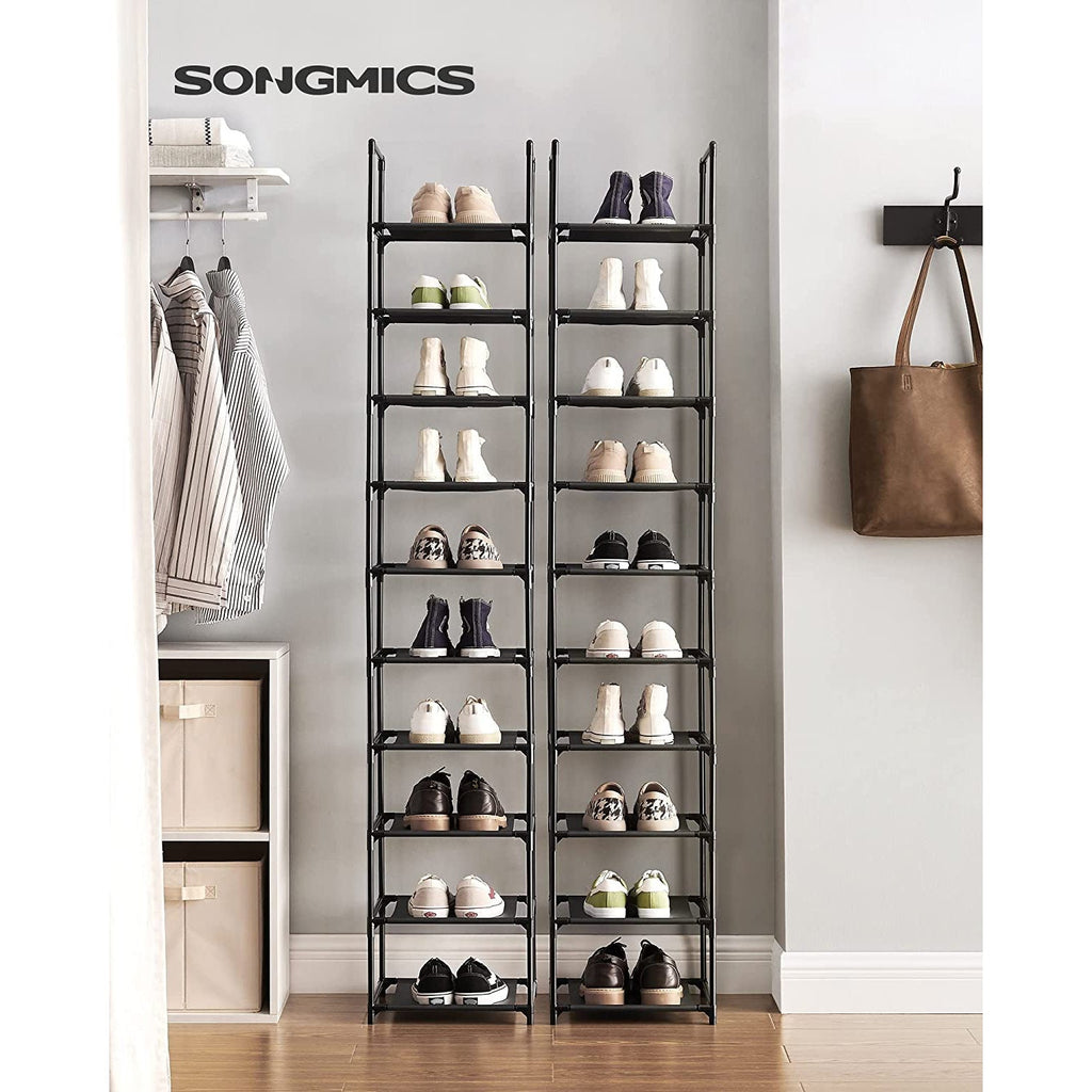 10-Tier Shoe Shelf with Metal Frame