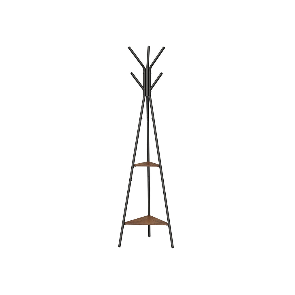 Coat Hanger Stand, Hall Tree with 2 Shelves