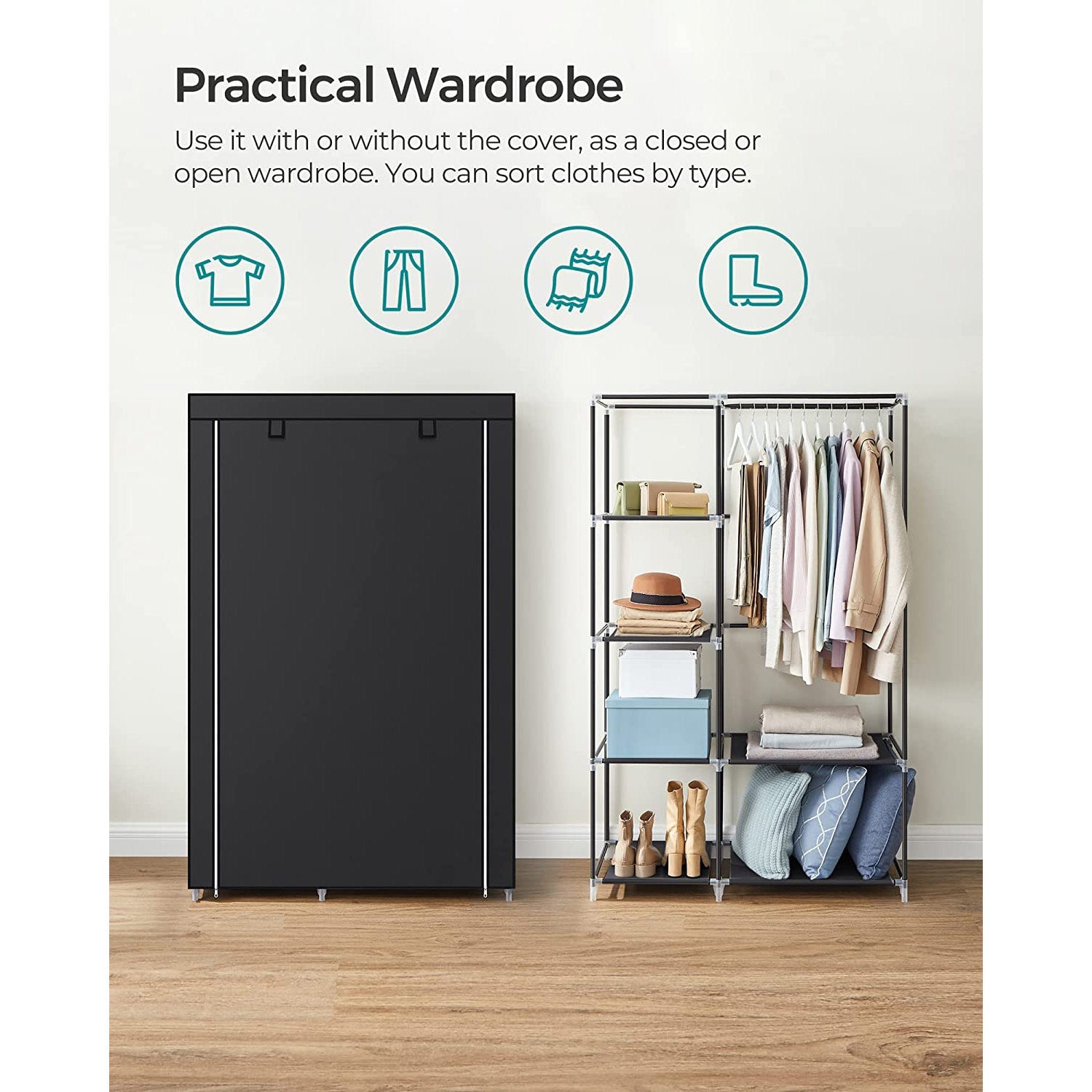 Clothes Storage Organizer with Hanging Rail