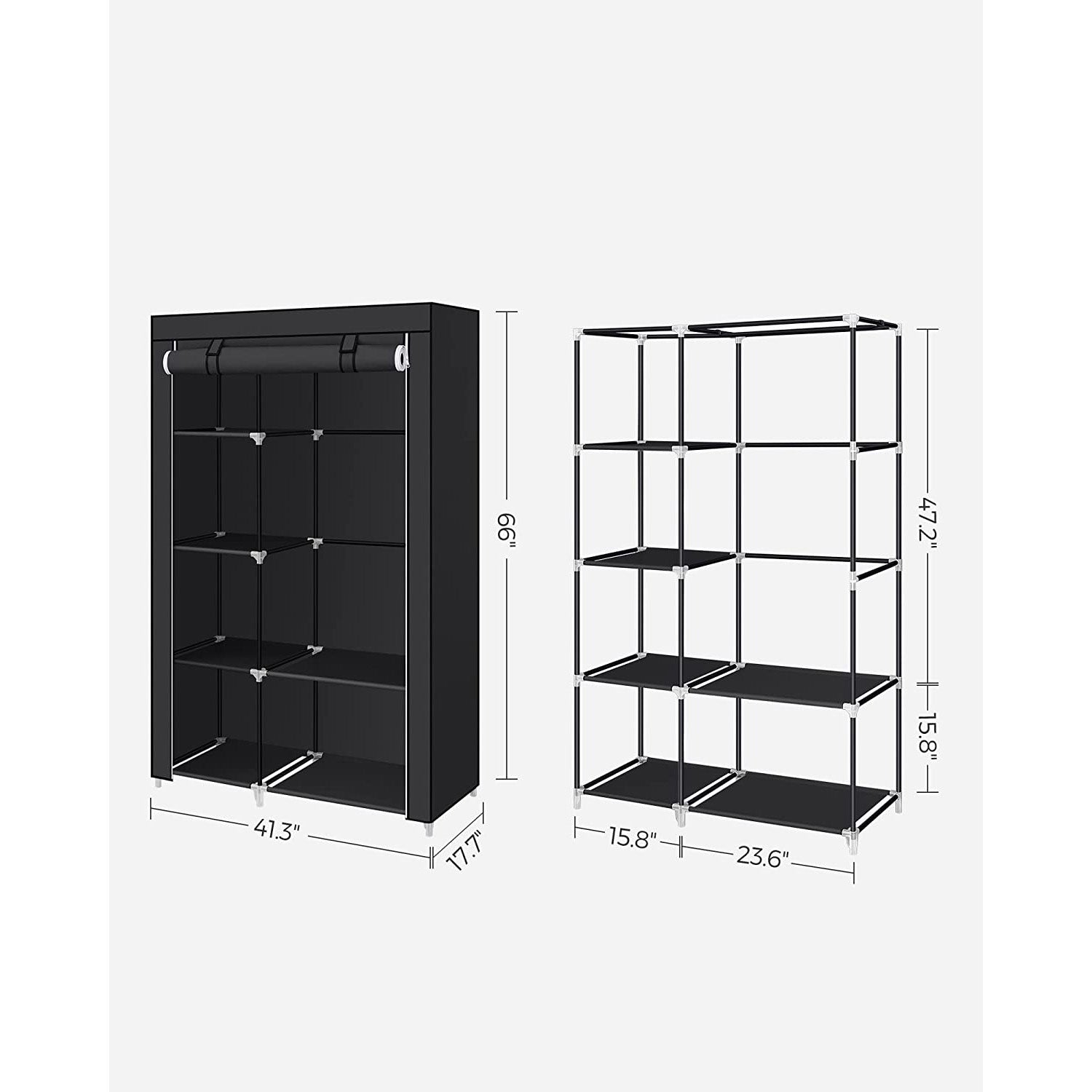 Clothes Storage Organizer with Hanging Rail