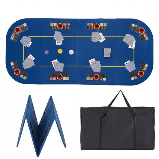 79 x 36 Inch 8-Player Foldable Poker Table Top with Carry Bag and Cup Holders