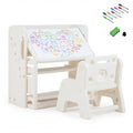 Kids Writing Desk and Chair Set with Side Bookshelves-White