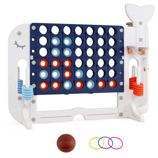 Giant 4-to-Score Game Set Jumbo Connect Four Game with Ring-toss-Blue