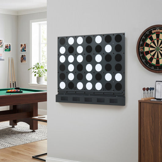 Wall-mounted Metal Connect-4 Game with Acrylic Discs-Walnut