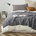 DecorBites™ Cozy Leopard Print Knitted Blanket - Winter Faux Fur Microfiber Throw