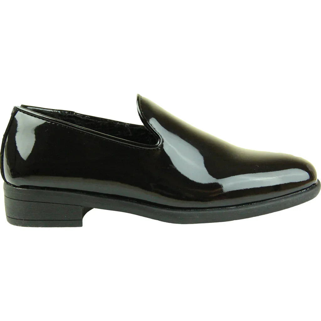 VANGELO Boy VALLO-3KID Dress Shoe Formal Tuxedo for Prom & Wedding Black Patent