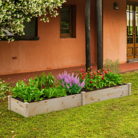 Costway Wooden Vegetable Raised Garden Bed Backyard Patio Grow Flowers Planter with 2 Planting Compartments
