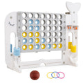 Costway 4-in-a-Row Game Set with Ring-toss Basketball Golf Club & Balls 2 Cups Holders Gray