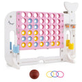 Costway 4-in-a-Row Game Set with Ring-toss Basketball Golf Club & Balls 2 Cups Holders Pink