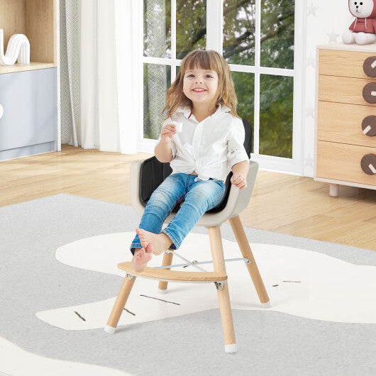 Babyjoy 3 in 1 Convertible Wooden High Chair Toddler Feeding Chair with Cushion Black