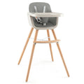 Babyjoy 3 in 1 Convertible Wooden High Chair Toddler Feeding Chair with Cushion Grey