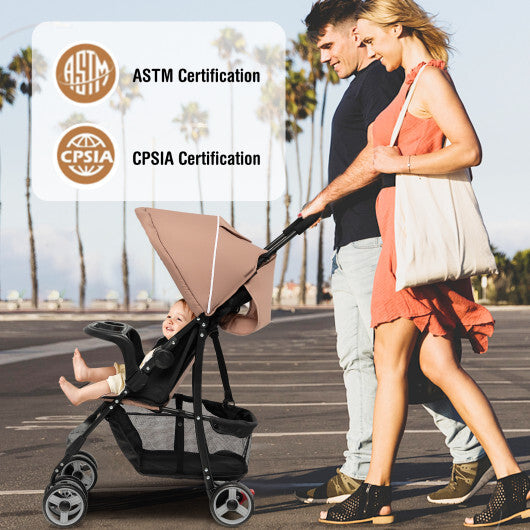 Foldable Lightweight Baby Stroller Travel Pushchair 0-36 Months Age Group 13 lbs Coffee