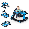 4-in-1 Baby Walker Foldable Activity Push Walker Adjustable Height Blue