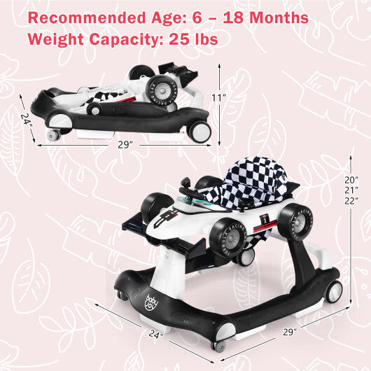 Costway 4-in-1 Baby Walker Foldable Activity Push Walker Adjustable White