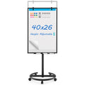 Costway Height-Adjustable Mobile Whiteboard with Round Stand Paper Clips-Black