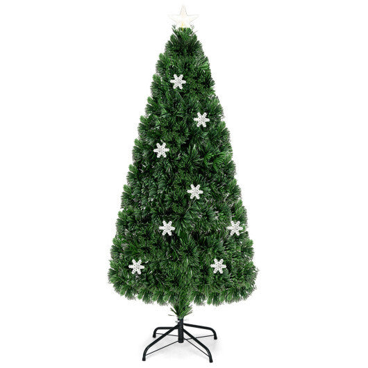 LED Optic Artificial Christmas Tree with Snowflakes 6 Feet