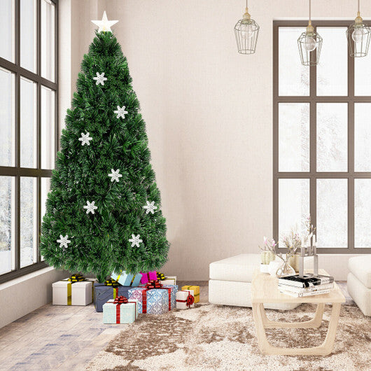 LED Optic Artificial Christmas Tree with Snowflakes 6 Feet