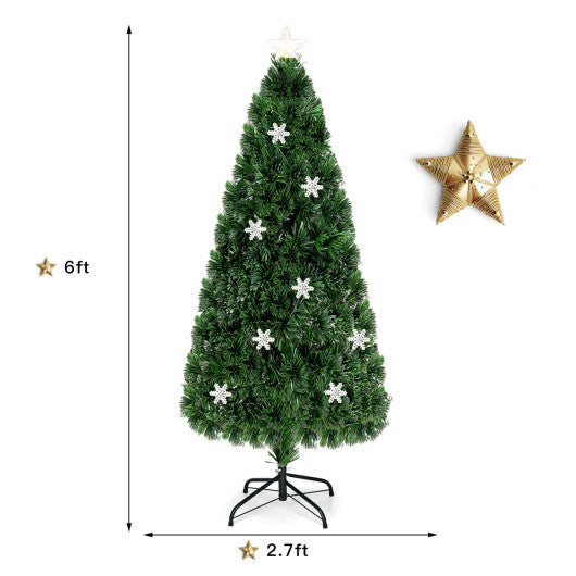 LED Optic Artificial Christmas Tree with Snowflakes 6 Feet