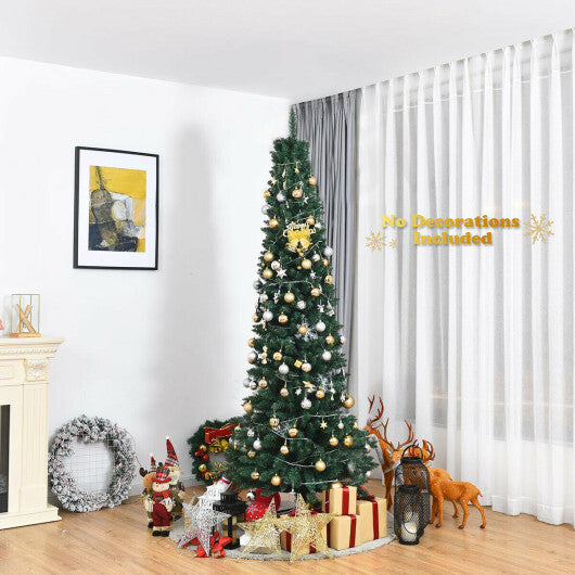 7Ft PVC Artificial Pencil Christmas Tree Slim Stand Green