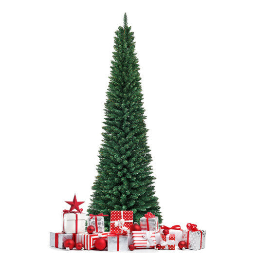 7Ft PVC Artificial Pencil Christmas Tree Slim Stand Green