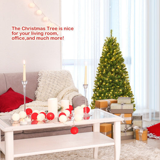 4Ft Pre-Lit Artificial Christmas Tree Hinged 100 LED Lights