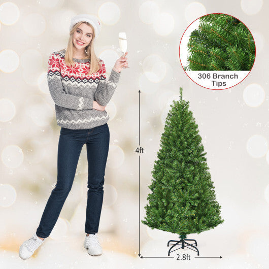 4Ft Pre-Lit Artificial Christmas Tree Hinged 100 LED Lights