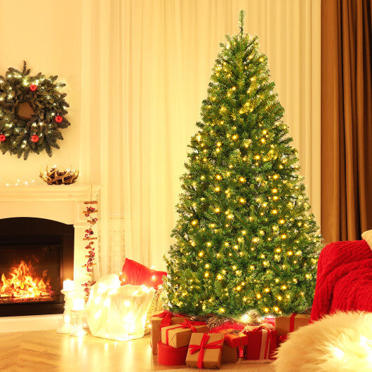 Costway 6Ft Pre-Lit Artificial Christmas Tree Hinged 350 LED Lights