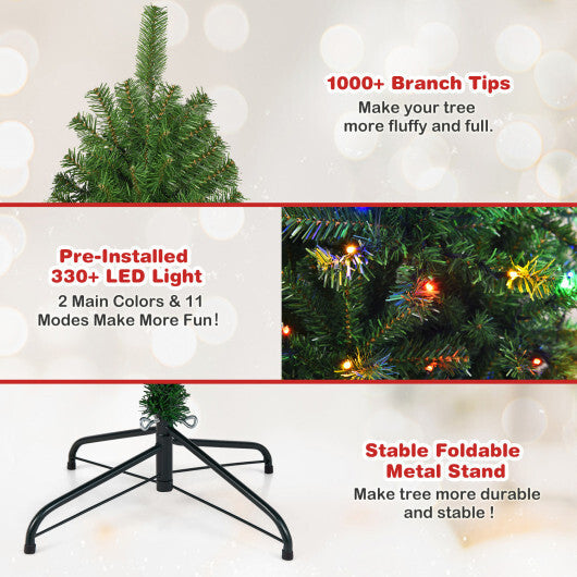Costway 6Ft Pre-Lit Artificial Christmas Tree Hinged 350 LED Lights
