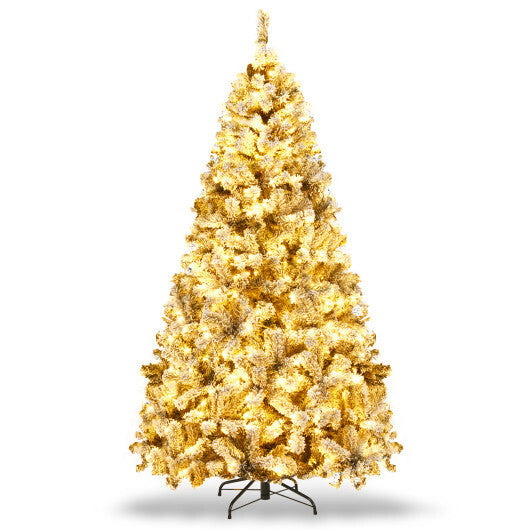 6 ft Pre-Lit Premium Snow Flocked Hinged Artificial Christmas Tree with 250 Lights