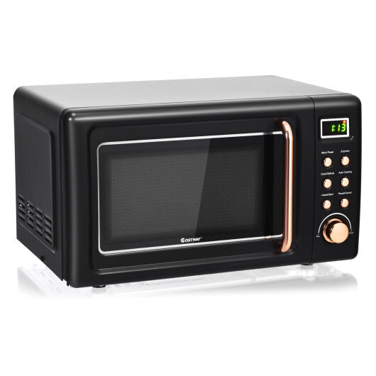 Costway 0.7Cu.ft Retro Countertop Microwave Oven 700W LED Display Glass Turntable New