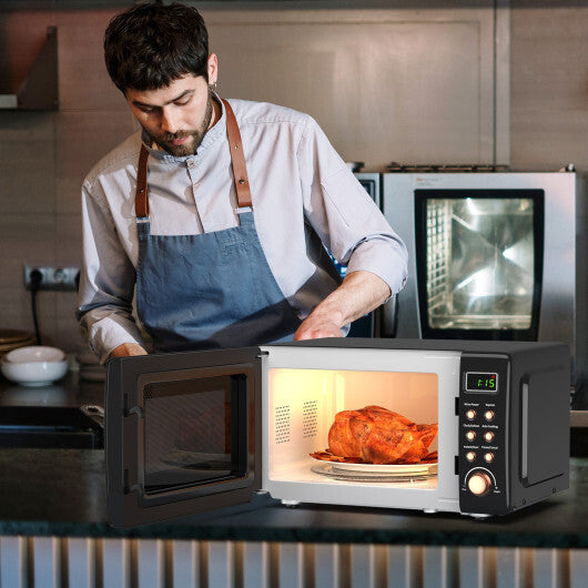 Costway 0.7Cu.ft Retro Countertop Microwave Oven 700W LED Display Glass Turntable New
