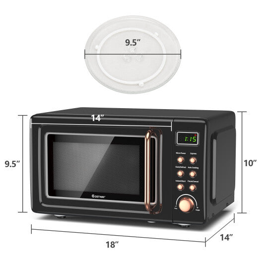 Costway 0.7Cu.ft Retro Countertop Microwave Oven 700W LED Display Glass Turntable New