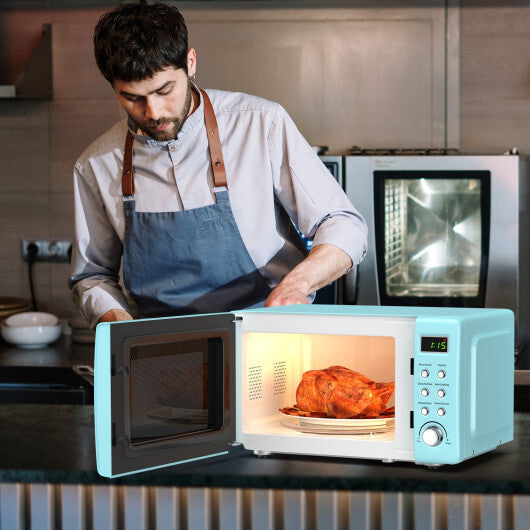 Costway 0.7Cu.ft Retro Countertop Microwave Oven 700W LED Display Glass Turntable Green