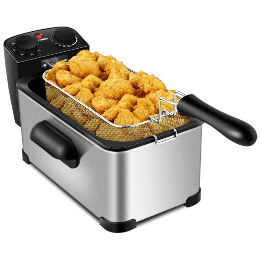 Electric Deep Fryer 3.2 QT/12-Cup Stainless Steel 1700W with Frying Basket