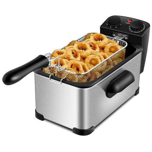 Electric Deep Fryer 3.2 QT/12-Cup Stainless Steel 1700W with Frying Basket