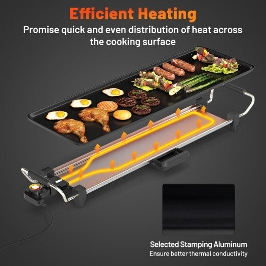 27 Inch Large Electric Griddle Nonstick BBQ Grill with Adjustable Temperature