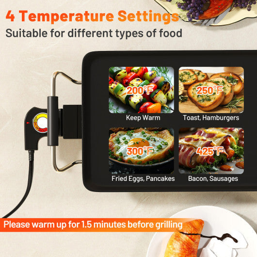 27 Inch Large Electric Griddle Nonstick BBQ Grill with Adjustable Temperature