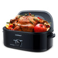 18QT Electric Roaster Oven with Self-Basting Lid Turkey Roaster with Removable Pan Black
