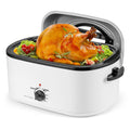 22QT Electric Roaster Oven Turkey Roaster with Visible and Self-Basting Lid White