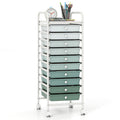 Costway 10 Drawer Rolling Storage Cart Organizer with 4 Universal Casters-Green