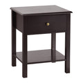 Costway Nightstand End Table with Drawer and Shelf Brown