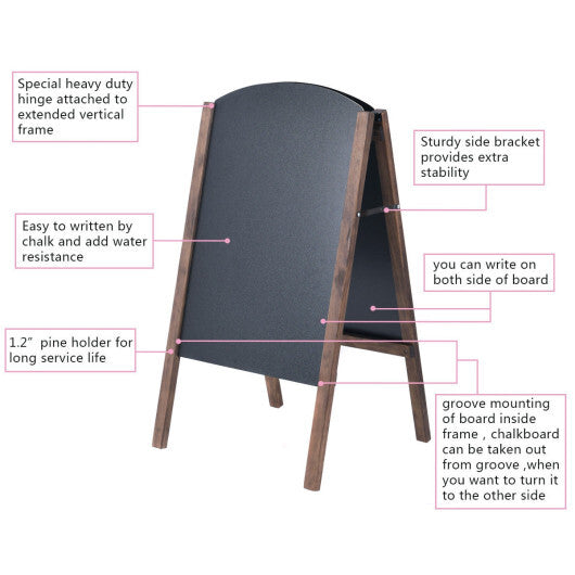 31.5" Wood A-Frame Chalkboard Menu Sign Board Sidewalk Wedding Signage