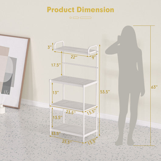 Costway 4-Tier Baker's Rack Microwave Oven Rack Shelves Kitchen Storage Organizer Iron White