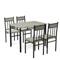 5 Piece Faux Marble Dining Set Table and 4 Chairs Kitchen Breakfast Furniture Grey